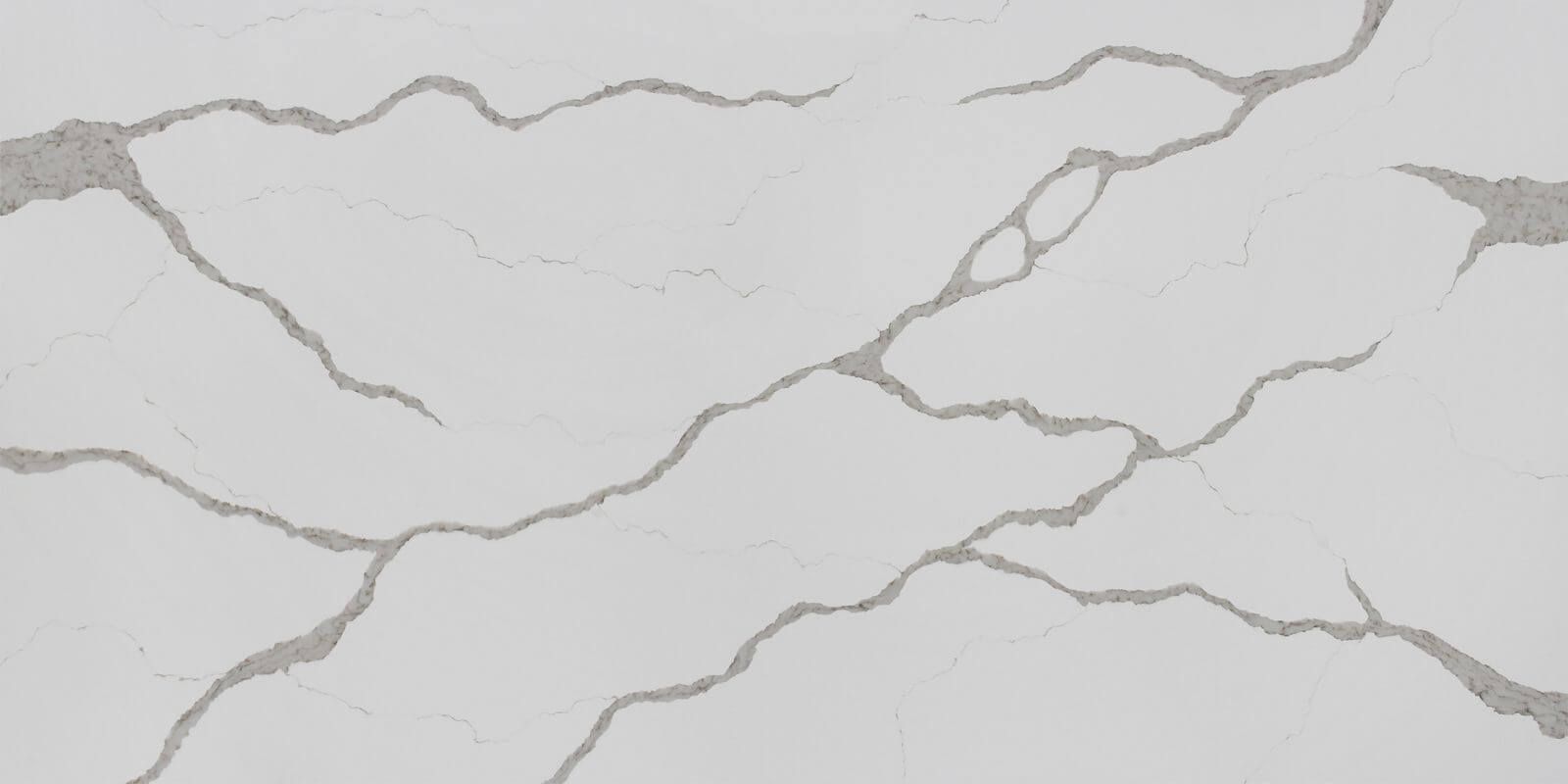 Full slab of Impact Quartz Calacatta Grigio, the color of this remnant (manufacturer image)