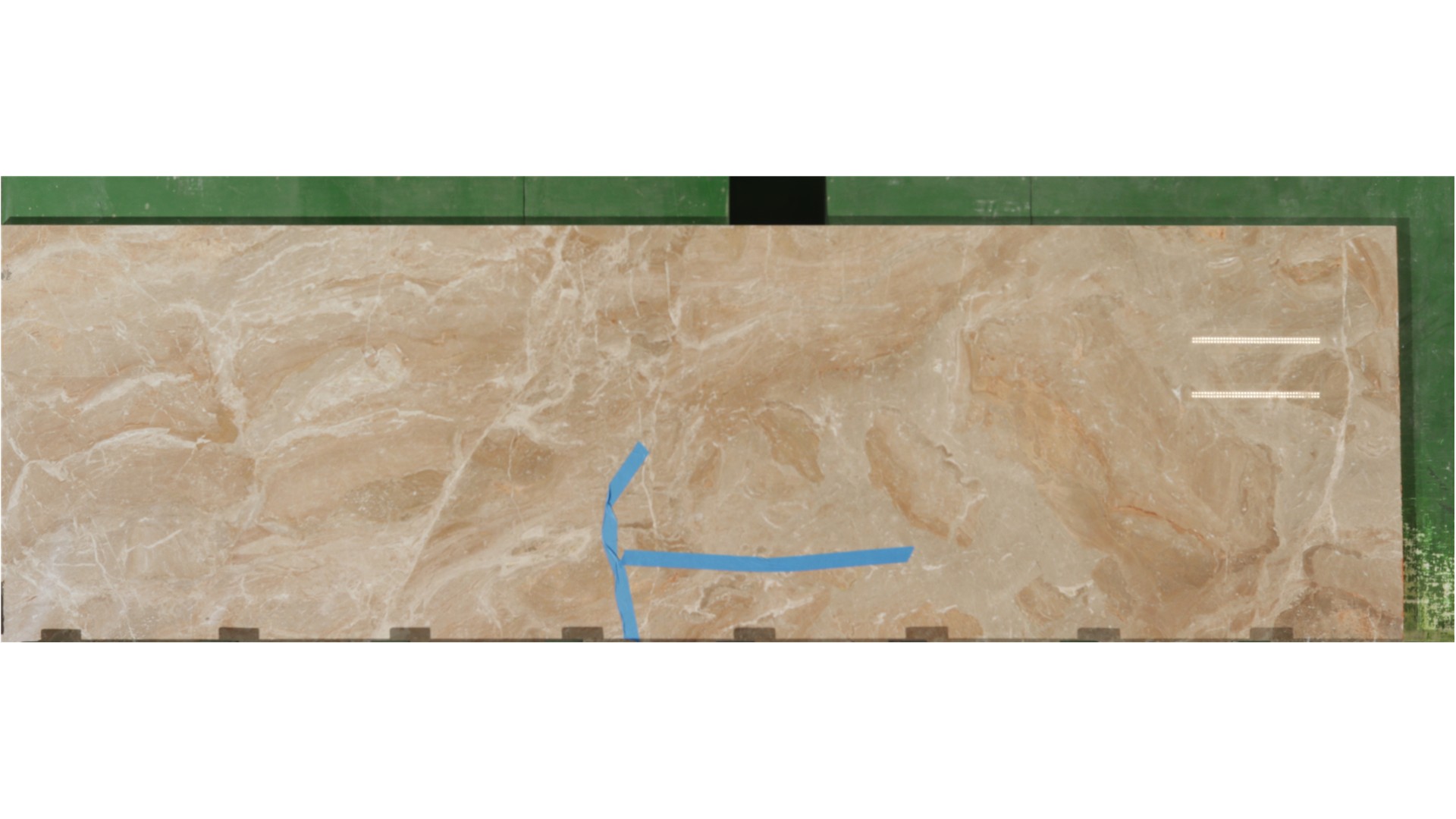 Natural Stone Breccia Oniciata Polished Marble 3cm remnant, 126" × 36", on hand in Bensenville